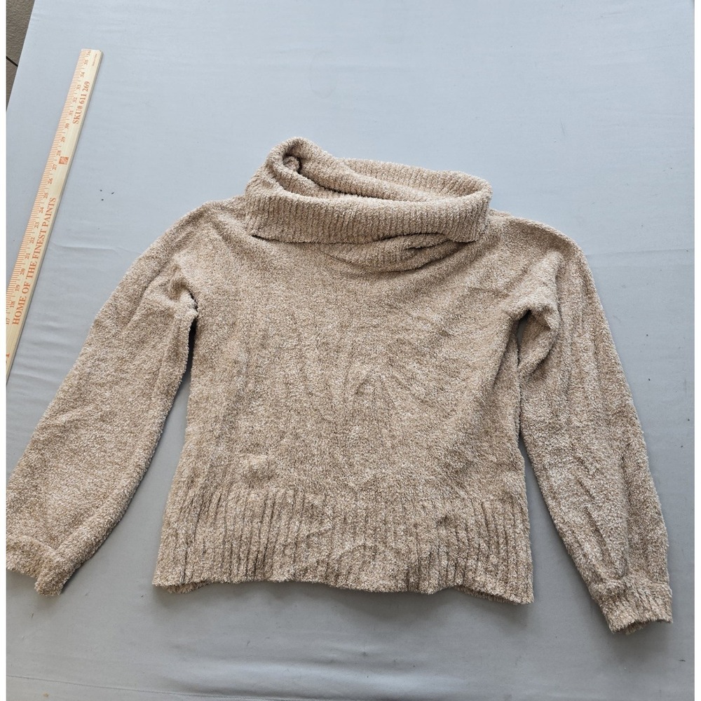 Jessica Simpson Cowl Neck Chenille Sweater Tan Beige XS Long Sleeve Pullover